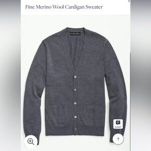 Gray Fine Merino Wool Cardigan Brooks Brothers